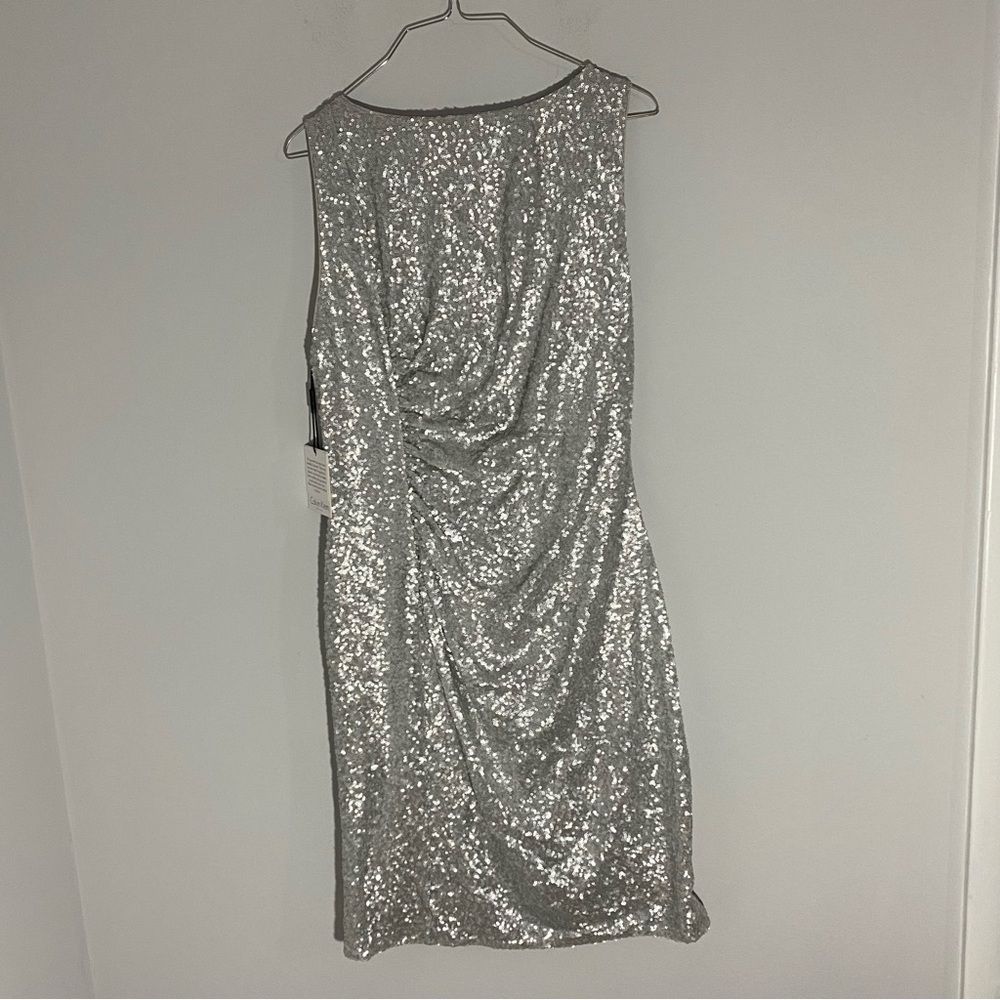 Calvin Klein Silver Sequin Midi Dress - Picture 2 of 5